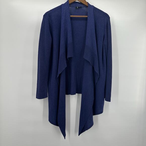 Eileen Fisher Sweaters - Eileen Fisher Sweater Womens Medium Purple Cardigan Drapey Silk Blend Asymmetric